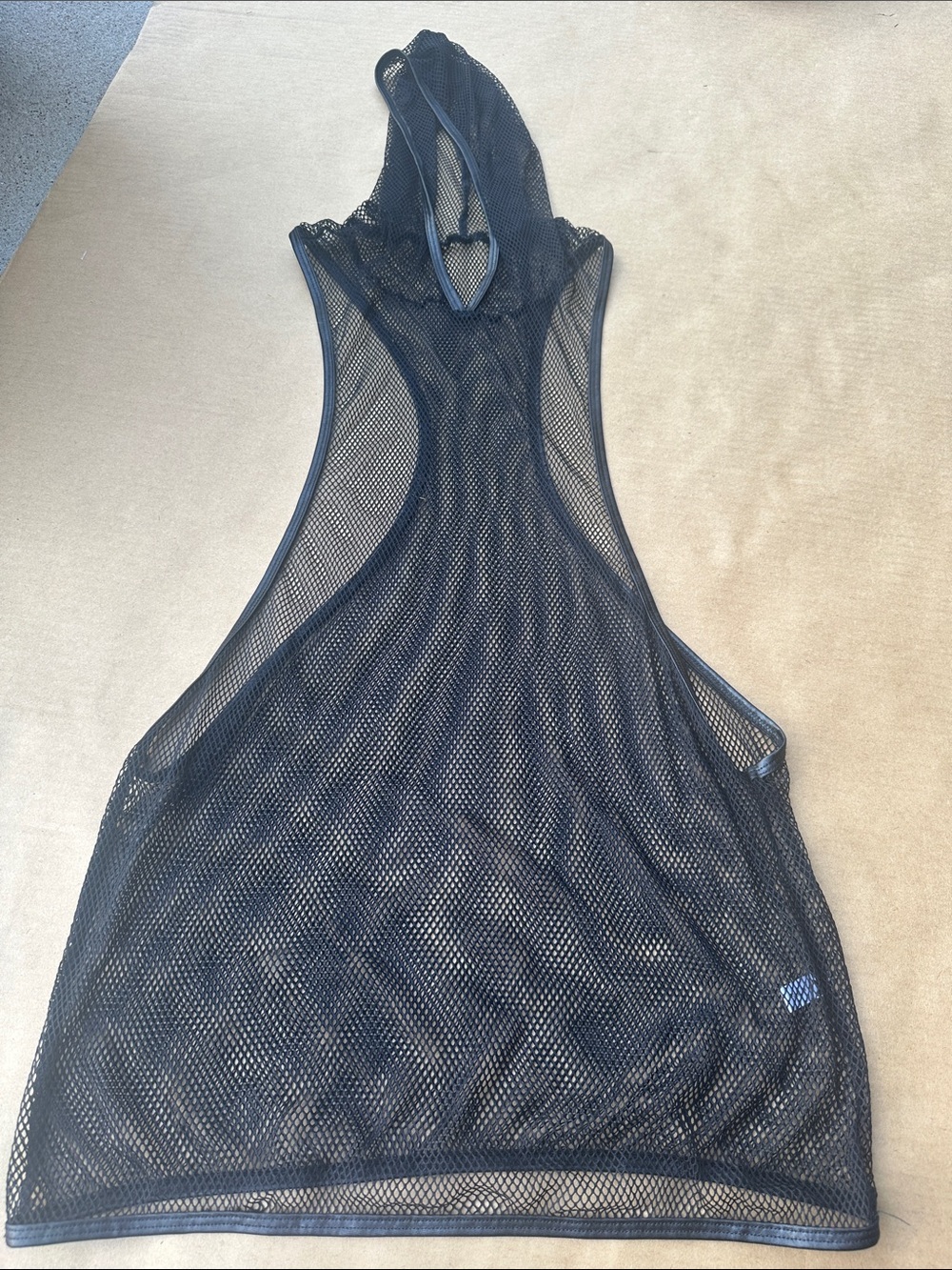 Women's Black Mesh Hooded Tank Top - Sheer Layering Cover